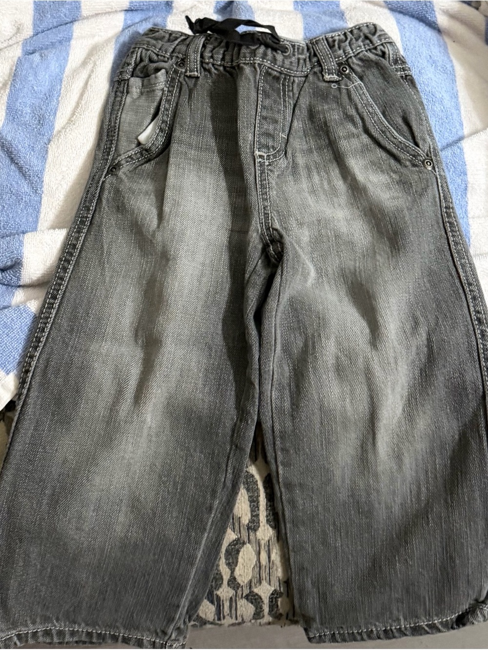 Gymboree Size 3t Boys' Relaxed Gray Drawstring Jeans